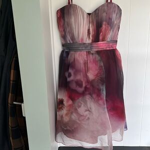Little Mistress Poppy Print Dress Fit Flare 10